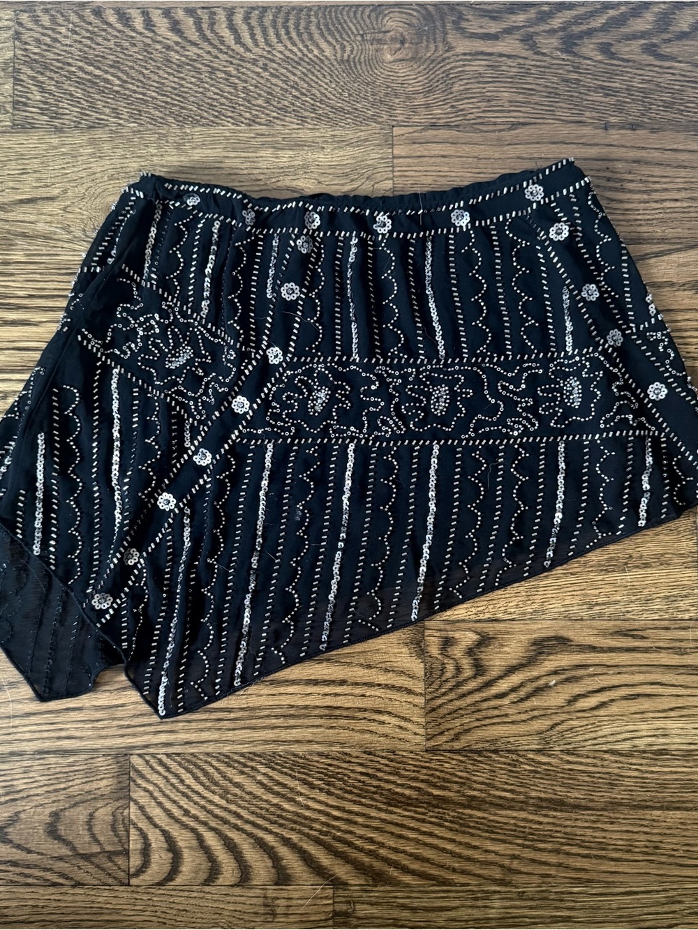 Zara Black Mini Skirt with Silver Bead Accents